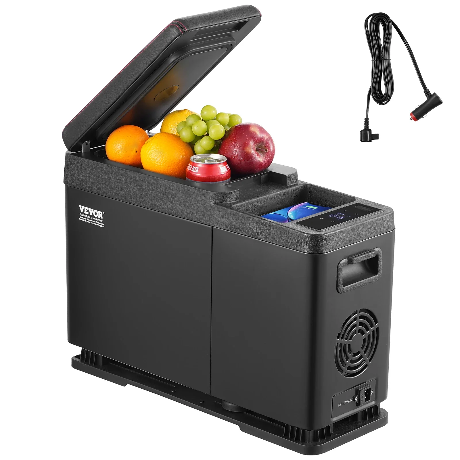 ثلاجة سيارة 8 لتر مسند ذراع محمول ثلاجة صغيرة فريزر -20 ℃ ~20 ℃   مبرد سيارة قابل للتعديل، 12 فولت/24 فولت تيار مستمر للتخييم أثناء السفر