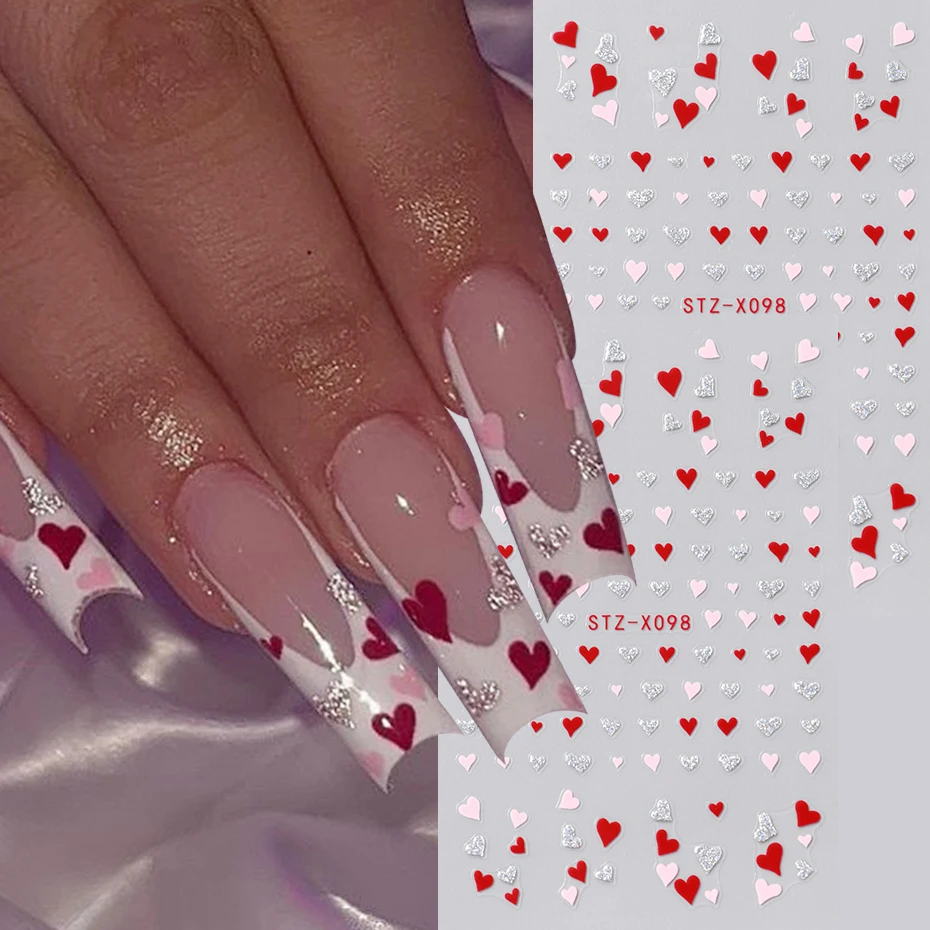 2 قطعة ثلاثية الأبعاد الحلو الحب القلب مسمار الفن ملصقات الدوبامين قلب صغير ذاتية اللصق الشارات للأظافر عيد الحب سعيد لتقوم بها بنفسك مانيكير #1