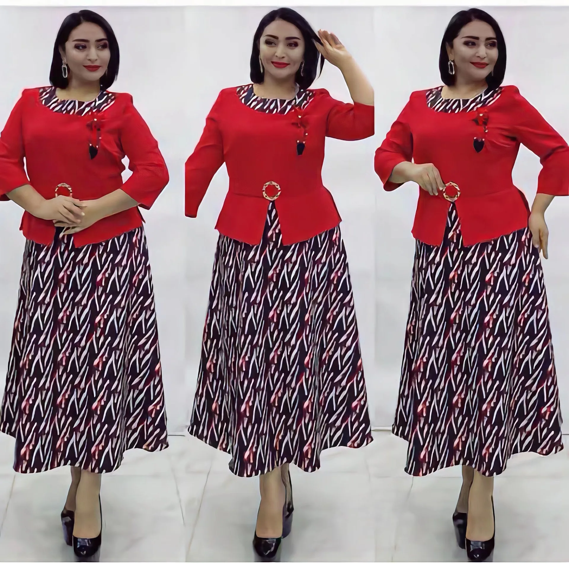 

XL-4XL African Dresses for Women Summer African Half Sleeve Polyester Long Dress Dashiki Office Lady African Clothes