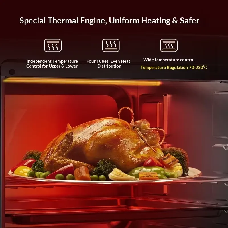48 liter multi-function electric oven combination oven, easy to clean, overheat protection, mechanical control, energy saving