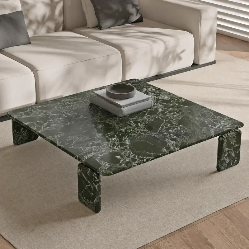 Natural Marble Round Coffee Table Italian Minimalist Style Luxury Stone Centerpiece for Living Room Villa Home Decor