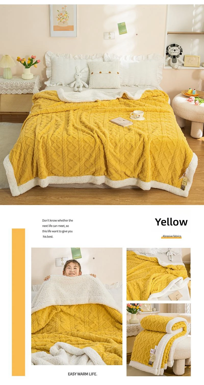 Warm Wool Sherpa Thick Blankets Fluffy Soft Coral Fleece Bedspread on The Bed Single Double Winter Plush Coraline Furry Throw