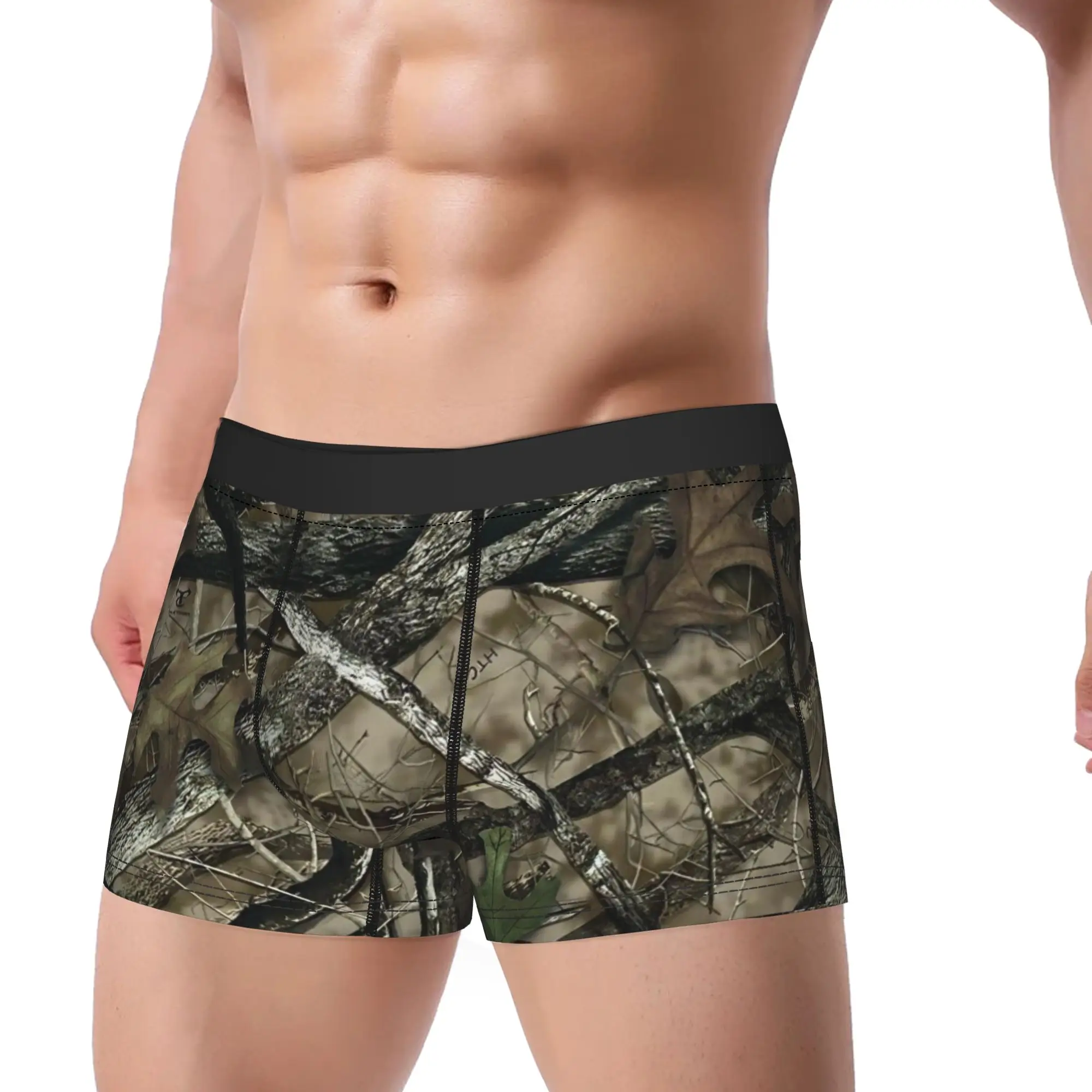 Green And Brown Camo  Underwear  Males Panties Custom Comfortable Boxer Shorts Quality Boxer Brief Plus Size