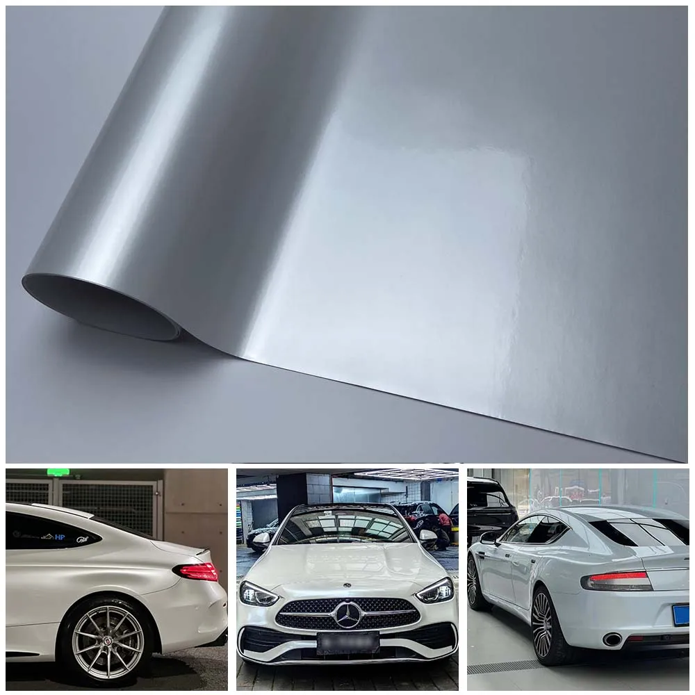 

Car Body Film Glossy Pearl White Vinyl Car Wrap Foil with Air Release Gloss Motorbike Sticker Decal