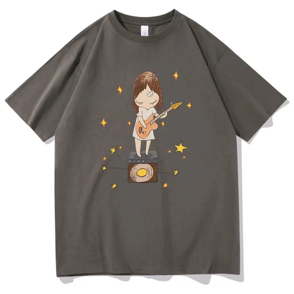 Yoshitomo Nara Guitar Gurl Print T-shirt Men Women Fashion Cartoon Oversized Short Sleeve Tshirt Unisex Casual Vintage T Shirts