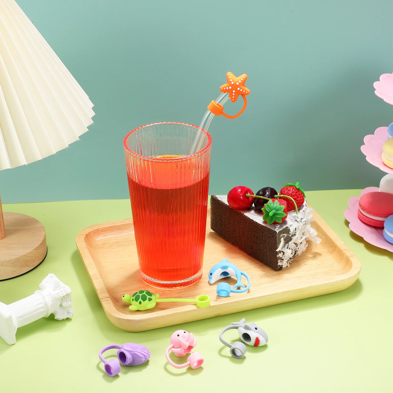 

6Pcs Silicone Straw Toppers Cute Animal Designs Drinking Straws Caps Covers Tip Protectors Animal Straw Toppers