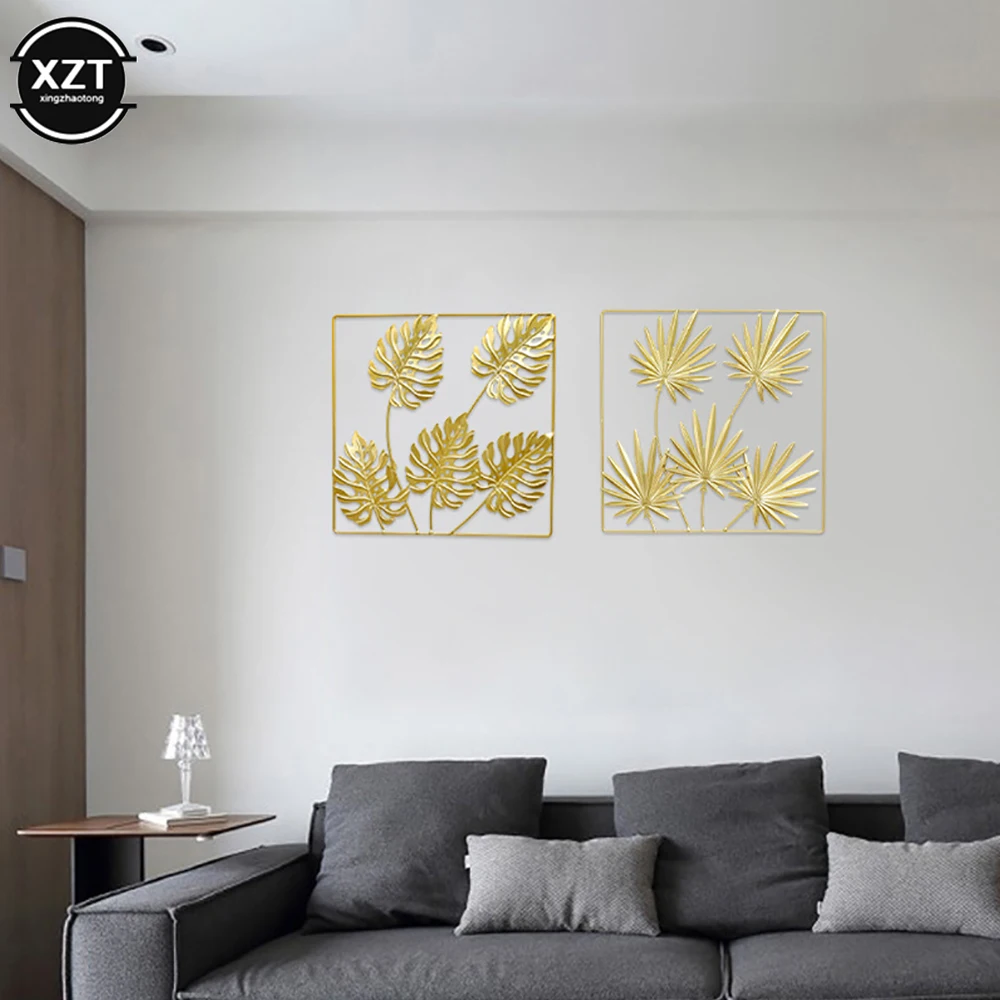 Moderno simples artificial folha de tartaruga ouro sala estar luz parede luxo decorat sofá fundo da pintura parede metal pendurado