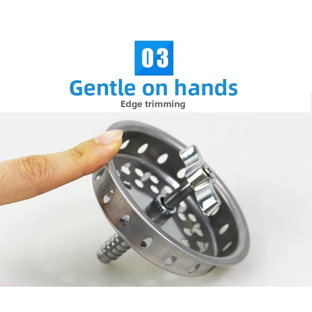 SUS304 Stainless Steel Kitchen Sink Strainer 85mm Drain Filter Kitchen Bathroom Sink Hair Blocking Tool
