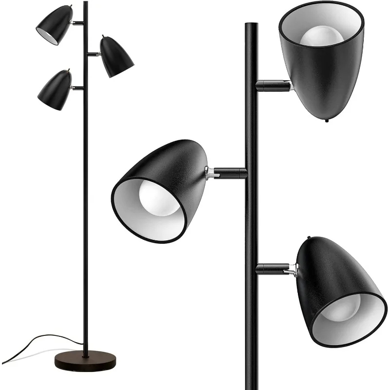

Tree Floor Lamp with 3 Adjustable Rotating Lights and Matching LED Bulbs, Standing Tall Pole Lamps for Living Room