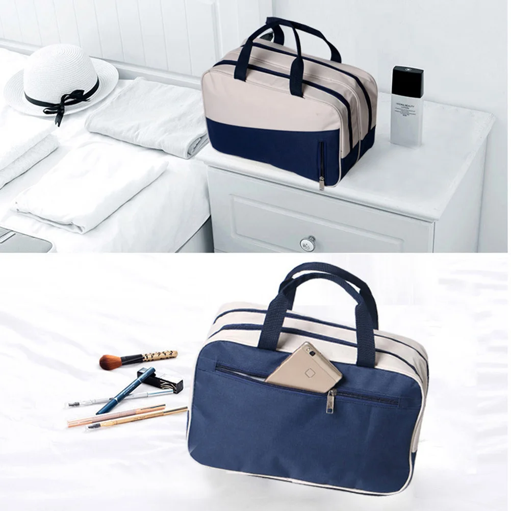 حقيبة رياضية مقاومة للماء، رطبة وجافة، منفصلة، حقيبة سباحة ذات سعة كبيرة، حقيبة رياضية للسفر، مجموعات من البولي ايثيلين، أساسيات، أزرق داكن، كريمي، أبيض