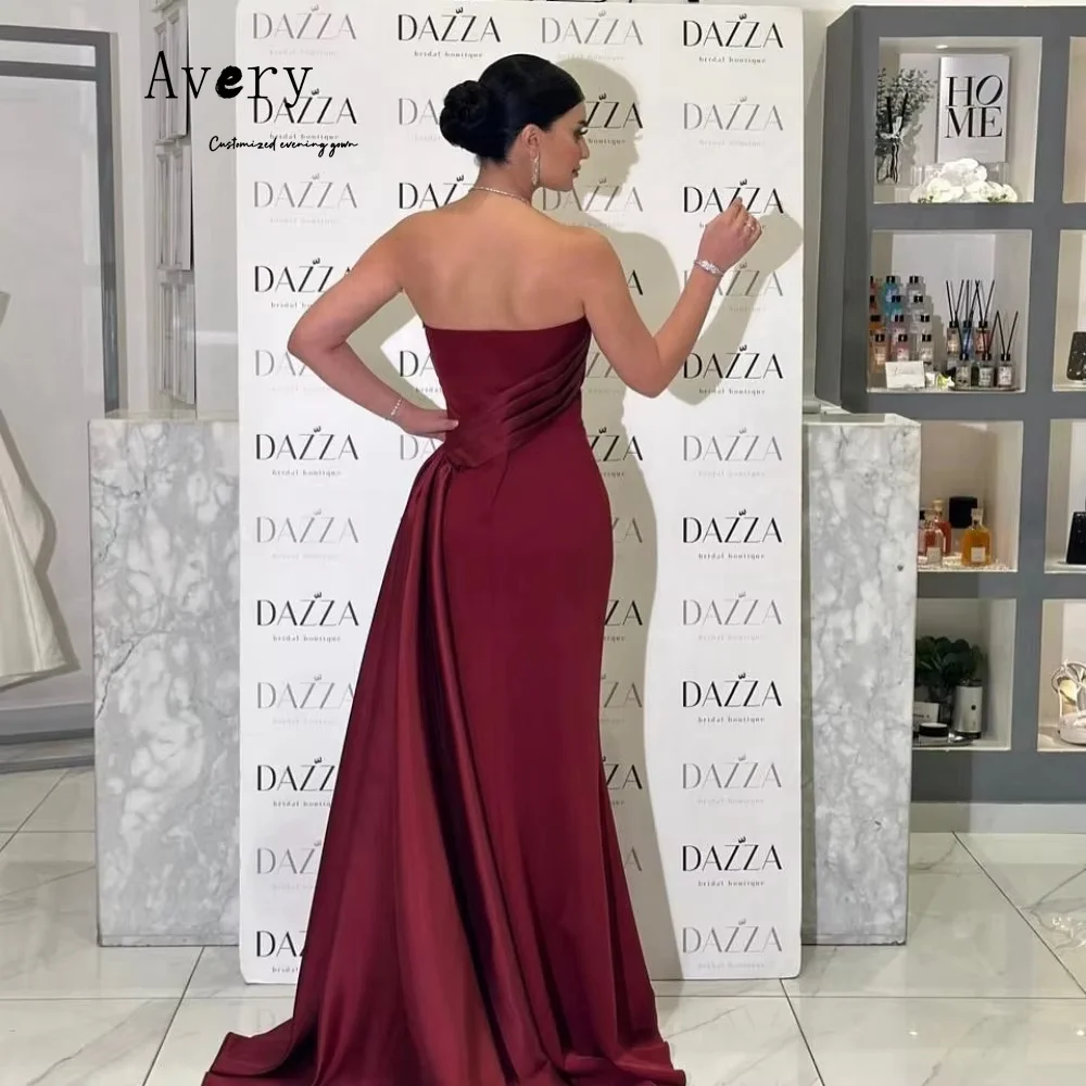 Avery personalizado rojo A-line fuera del hombro sin mangas vestidos de noche elegantes para mujer vestidos de fiesta elegantes de lujo 2025 vestido de graduación