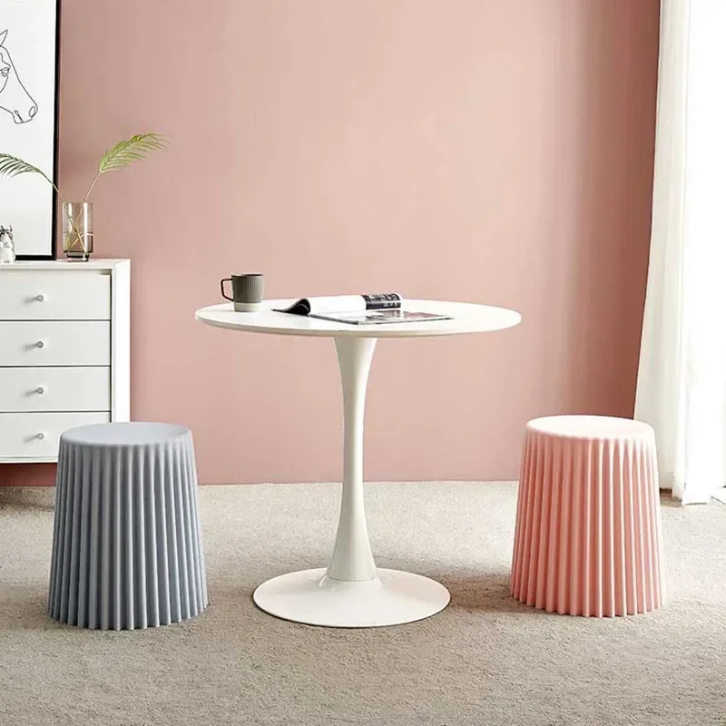 

Creative Nordic Plastic Stool Thickened Round Stools for Living Room Beautiful Fashionable Corrugated Surface Bucket Stool