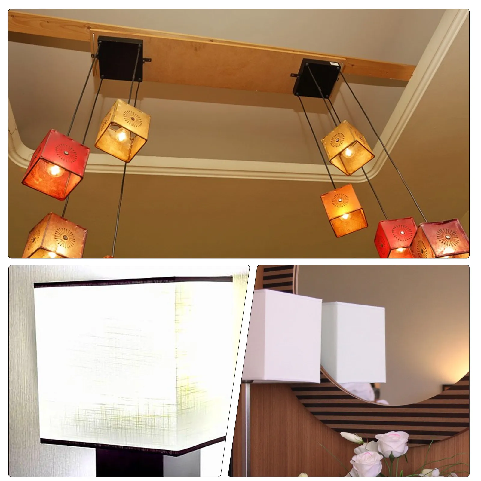 

2Pcs Square Lamp Shade Frame 25Cm Iron Lampshade Ring Support for Chandelier Pendant Light DIY Lamp Projects Lampshade Frames