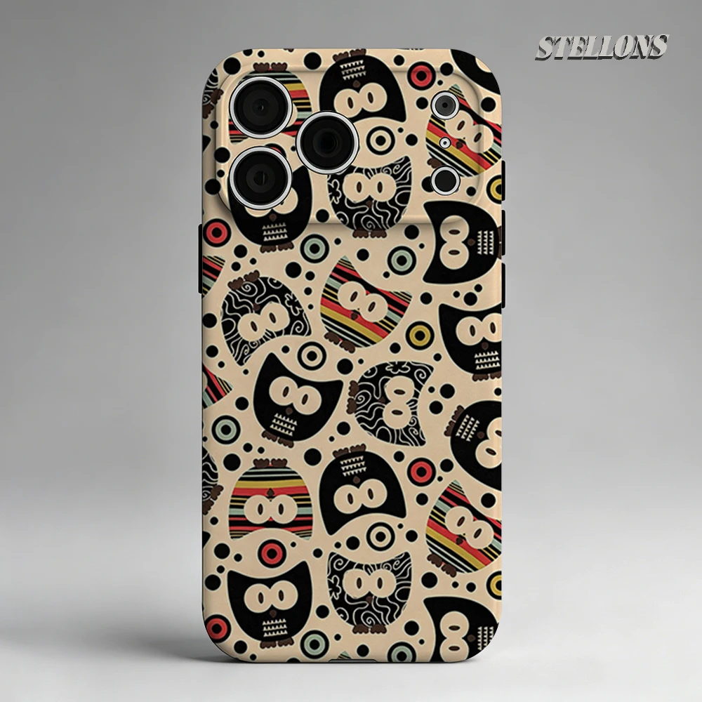 Funda de Teléfono con Silueta de Búho Retro, Magnética, para iPhone 17 16 15 14 13 Pro Max Plus, de Una o Dos Capas, Resistente