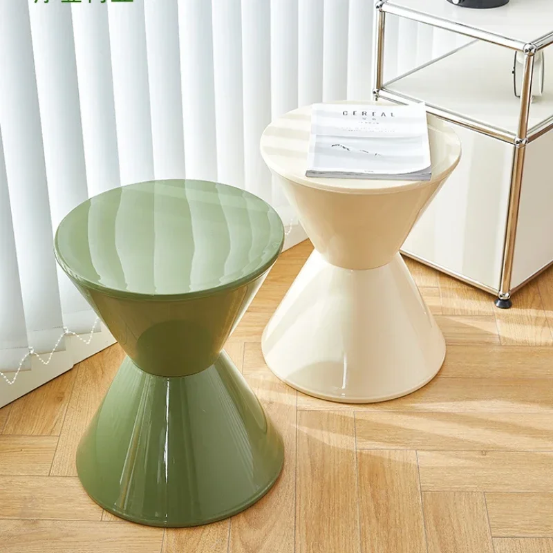 Dressing Bench Sofa Side Small Round Tea Table Corner Mesas Creative Plastic Thickening Stackable Waterproof Bedside Table Stool