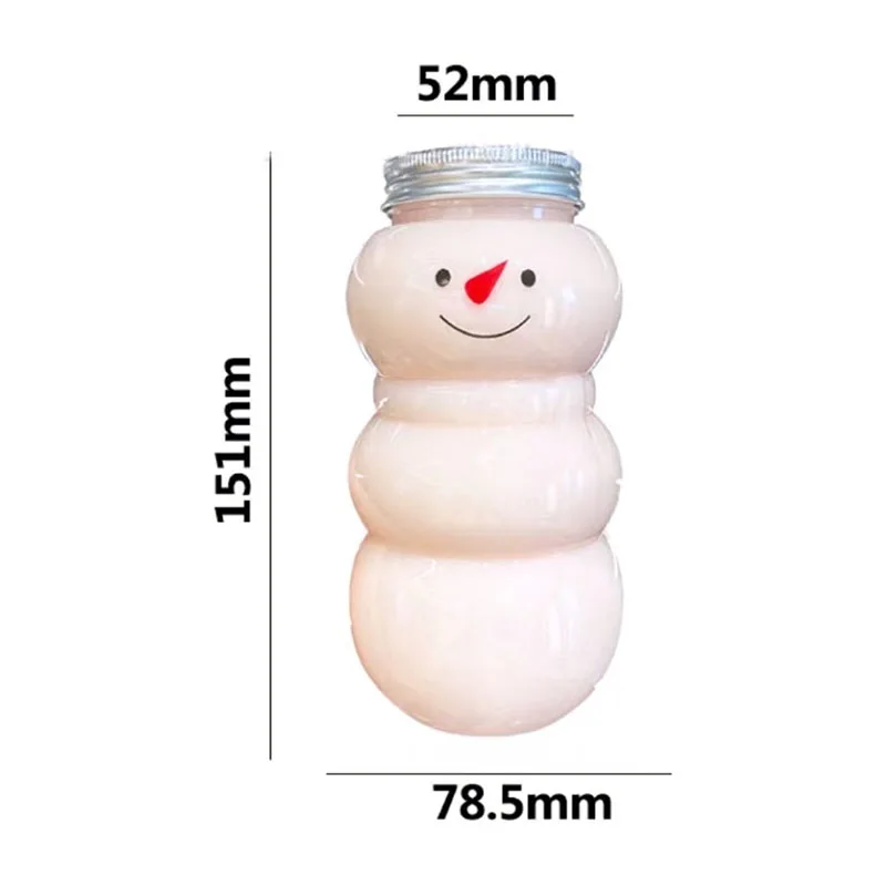 1/2/5/10PCS 500ML Christmas Snowman Milk Juice Tea Bottles Xmas Drink Bottle Plastic Transparent Cup Candy Biscuits Sealed Jar