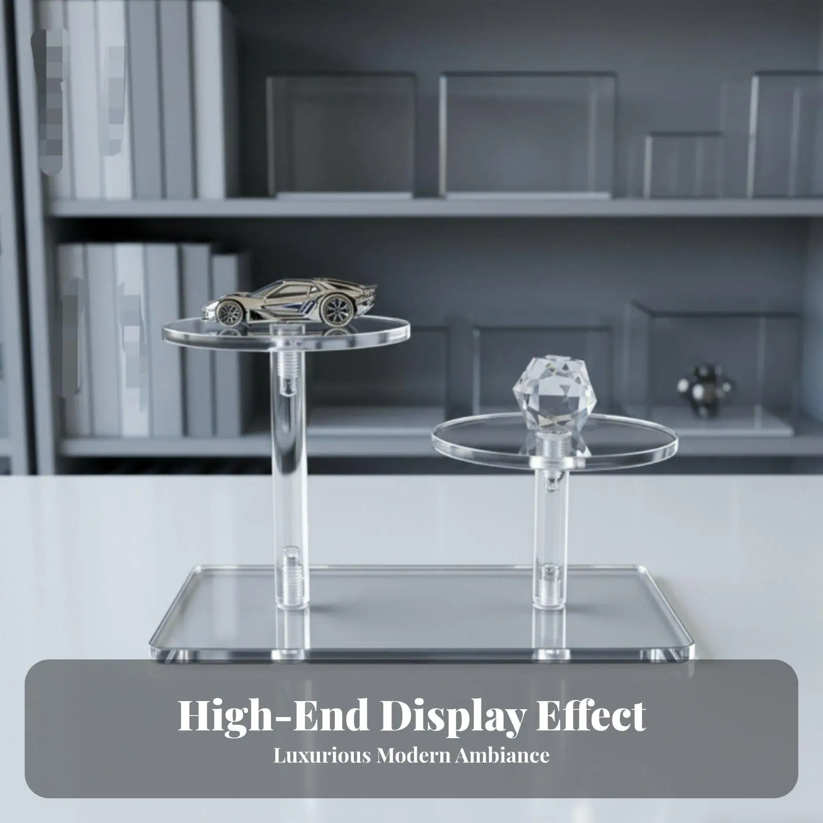 Clear Acrylic Display Stand for Figurines Tiered Riser Shelf for Showcase Organizer Transparent Collectible Holder