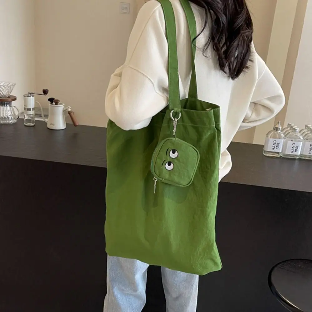 

with Storage Bag Solid Color Shoulder Bag Shopping Bag Korean Style Foldable Shoulder Bag Big Eye Coin Purse Large Capacity
