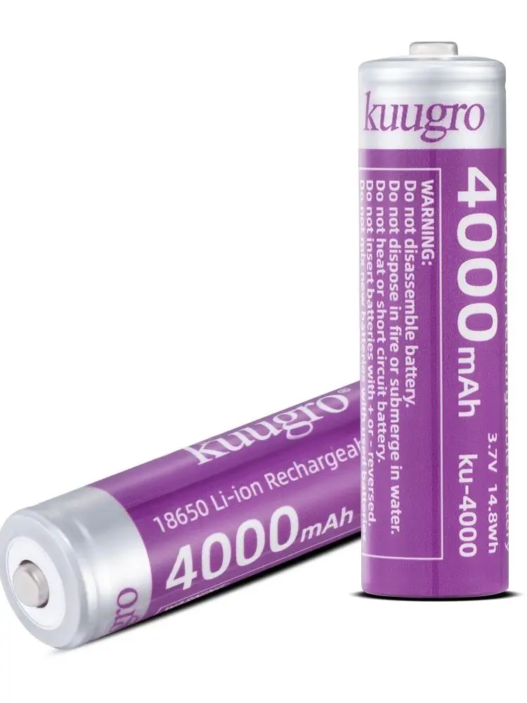 Kuugro ku-4000 puntige batterij 18650 4000 mAh 3,7 V oplaadbare lithiumbatterijen met de hoogste capaciteit 12A ontlading voor zaklamp - afbeelding 2
