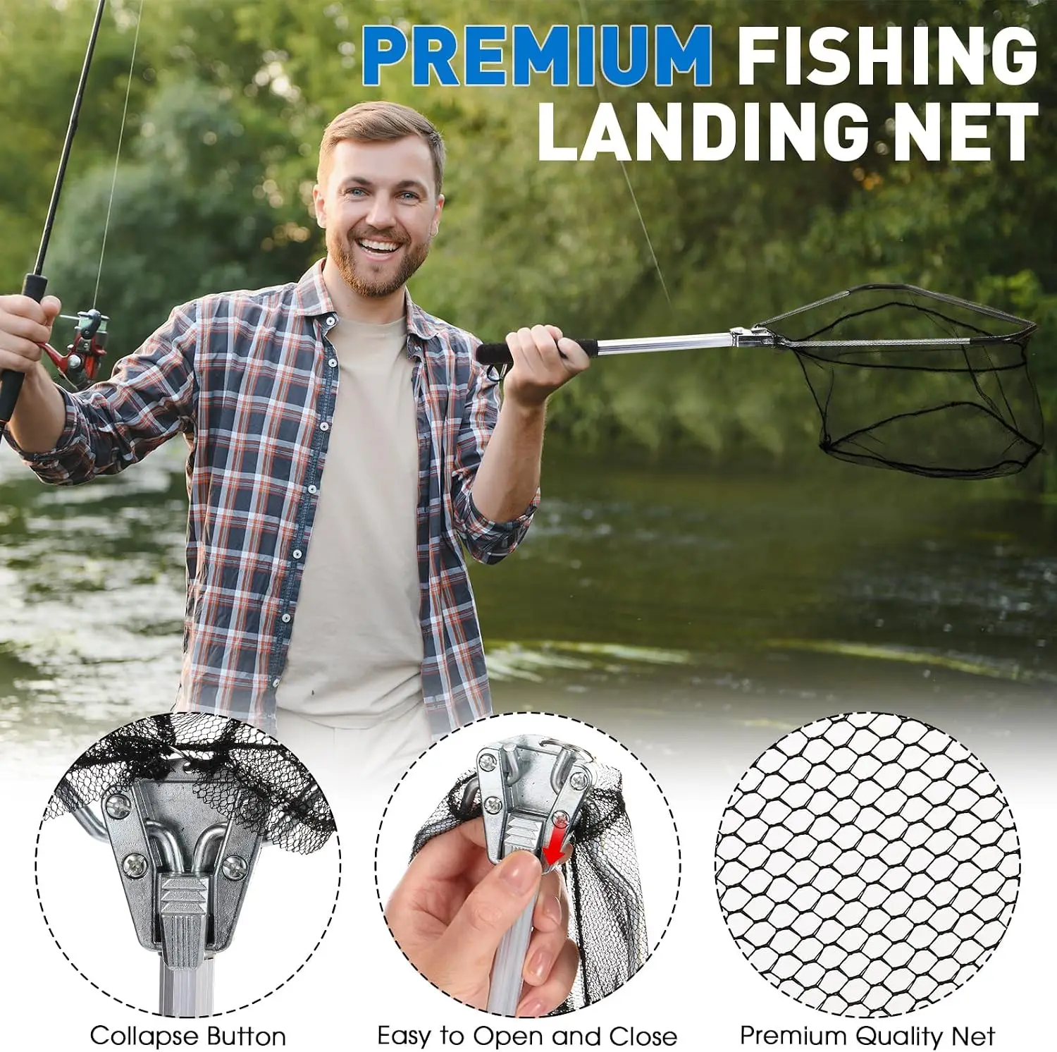 10 Pcs Multi Function Fishing Tool Set Include Fishing Pliers With Lanyard & Protective Sheath Landing Net Fillet Knife Fish Scale Fish Gripper Hook Remover Braid Scissors Fishing Gloves Ideal Gift For Anglers Father - view 5