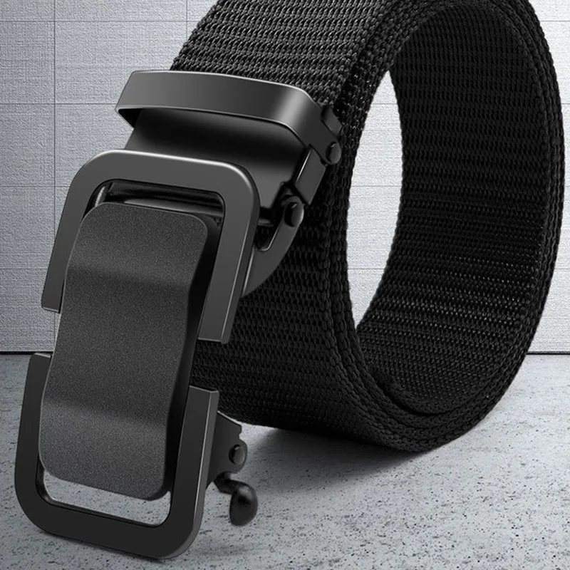 140cm Extended Canvas Woven Metal Automatic Buckle Without Teeth Buckle For Men And Women's Tactical Training Simple Waist Belt