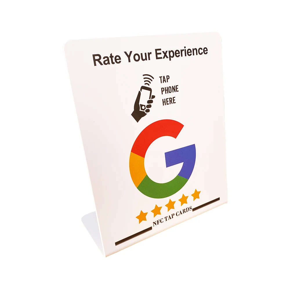 DIY Customized Printing Blank White NFC Stand Display Google Review Sign Follow us on Instagram Facebook Social Media Stand