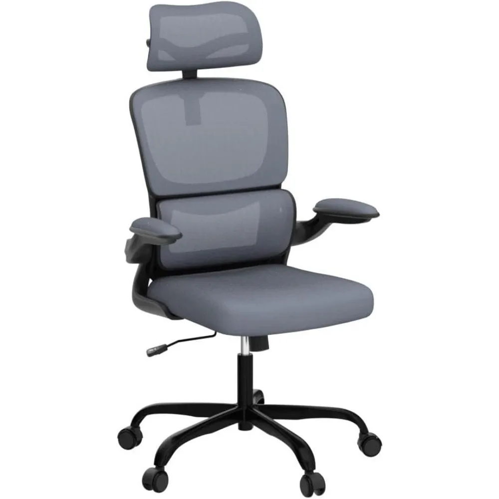 

Computer Gaming Chair With Flip-up Armrests Executive Swivel Chair for Home Office (DarkGray) Ergonomic Armchair Comfortable