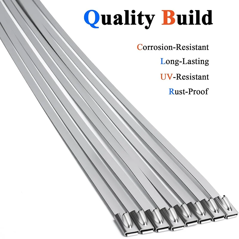10/20/50/100 pcs 11.8 inch Stainless Steel Zip Ties | Rustproof Heavy Duty Cable Ties for Automotive, Machinery, Outdoor Fence