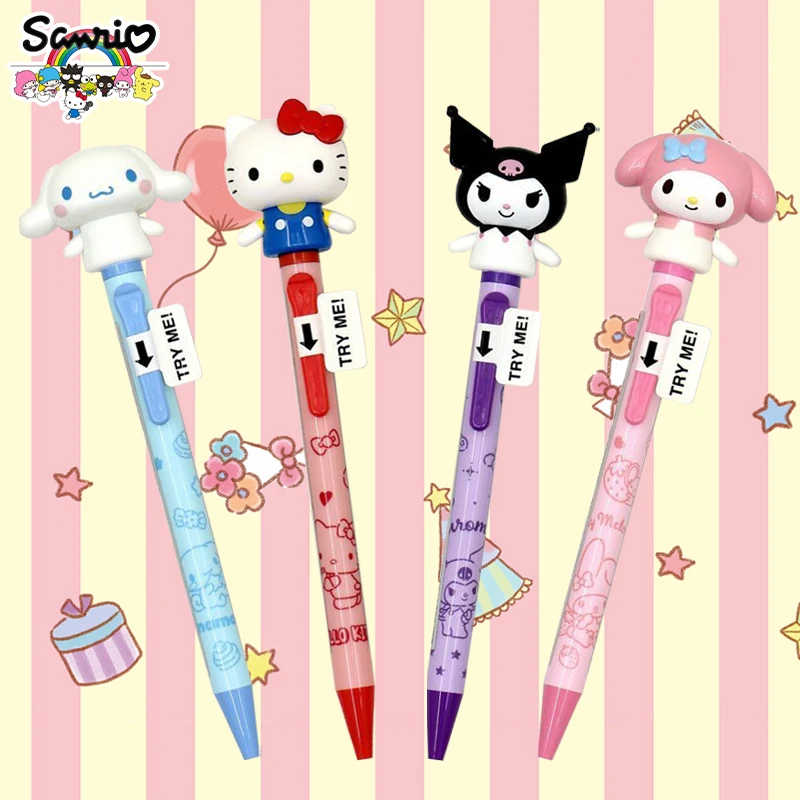 

Hello Kitty Ballpoint Pen Anime Cartoon Kuromi Cinnamoroll 3D Big Head Doll Arms Can Move Kawaii Students Stationery Gift