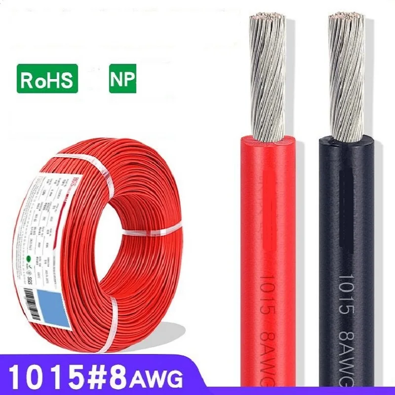 100M/Roll 8AWG US Gauge Power Cord 8 Square 1015 Tinned Copper Wire Automatic Medical Equipment Machine Connection Silicon Cable