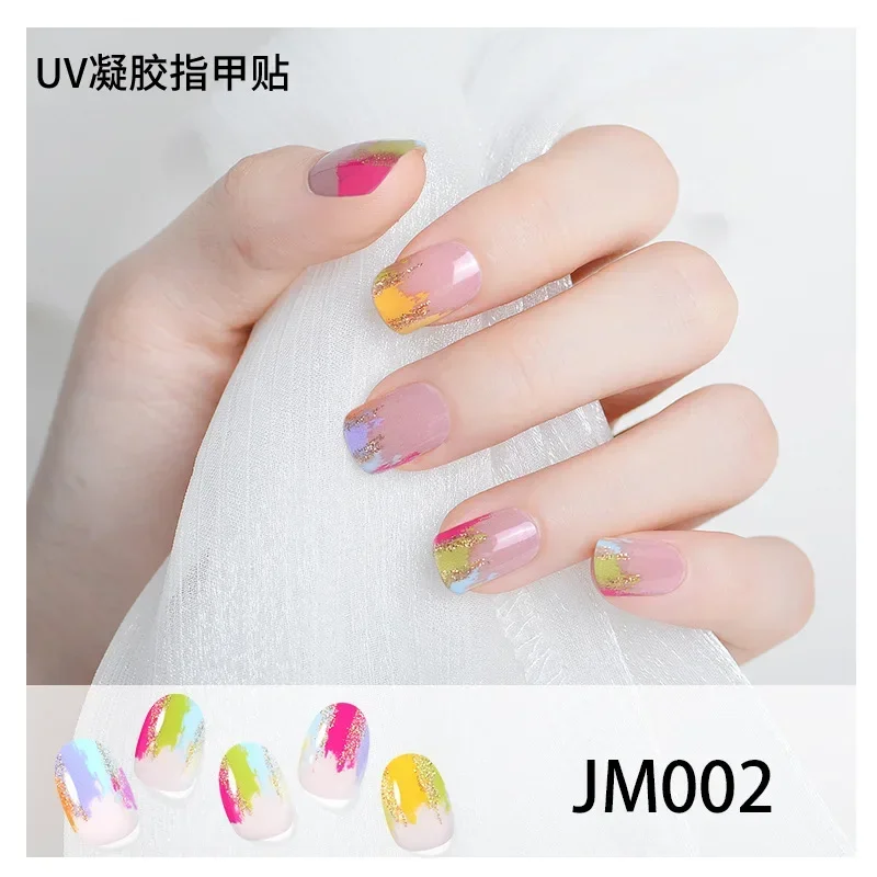 

20Tips French White UV Semi Curing Gel Nail Sticker Waterproof Nail Polish Wrapped Full Manicure Decorative Sticker