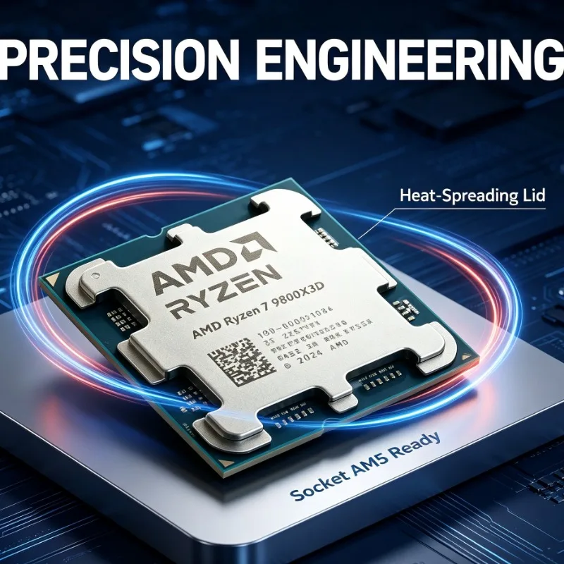 AMD Ryzen 7 9800X3D Socket AM5 Desktop CPU 8‑Core 16‑Thread 4.7GHz 96M L3 Cache DDR5 4NM 120W Processor Without Cooler