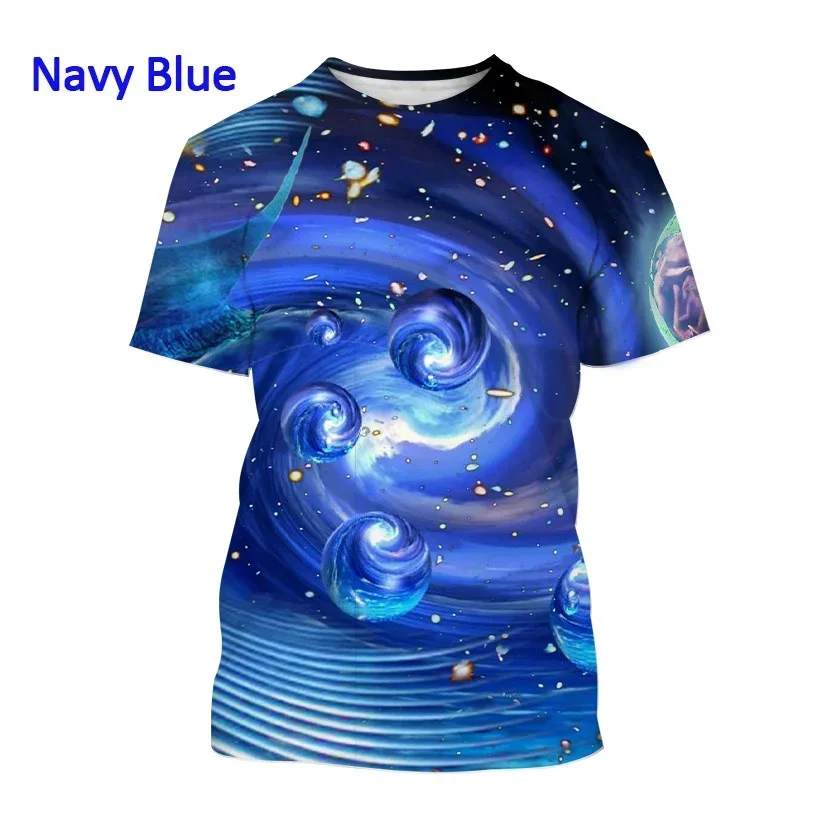 Summer Colorful Universe Space Vortex 3D Printing T-shirt Fashion Starry Night Sky T-shirt Casual Personality Short Sleeve