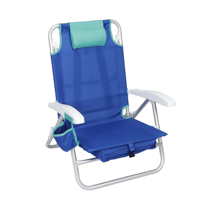 

Hot Sale.Reclining and Lay Flat Backpack Beach Chair, Blue