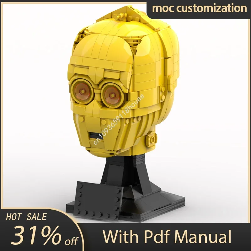 

607 шт. Moc Star Battle C-3PO Модель шлема Строительные блоки Кирпичи Diy Творческая сборка Образовательная игрушка Праздничный подарок