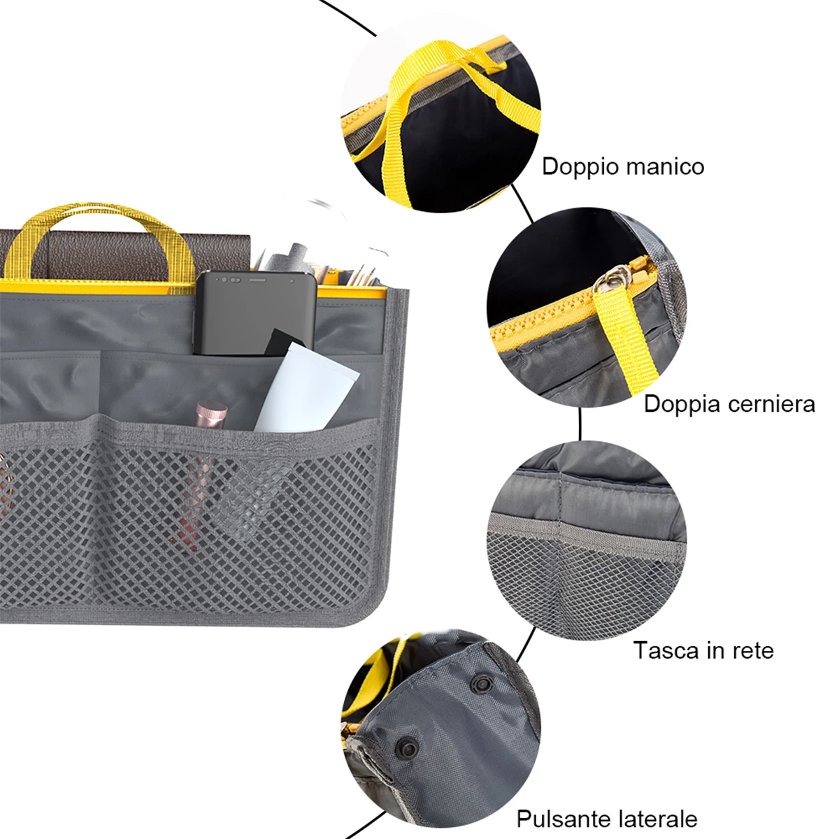 Organizer Insert Bag Women Nylon Travel Insert Organizer Handbag Purse Large liner Lady Makeup Cosmetic Bag Cheap Female Tote