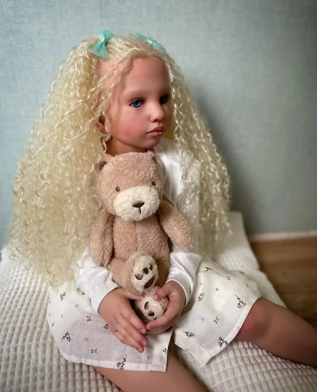 42inch Finished Reborn Doll Kits Realistic Toddler Rooted Hair Curly Toy Gifts