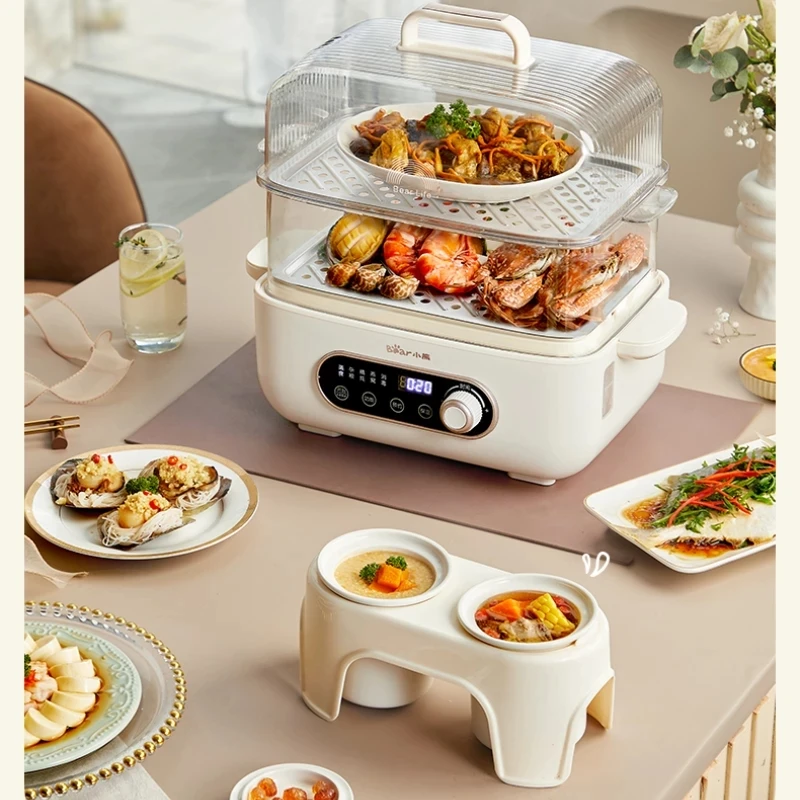 Бытовой электрический отпариватель Bear, устройство для приготовления пищи большой емкости, 12 л, устройство «Все в одном», Двухуровневый, многофункциональный