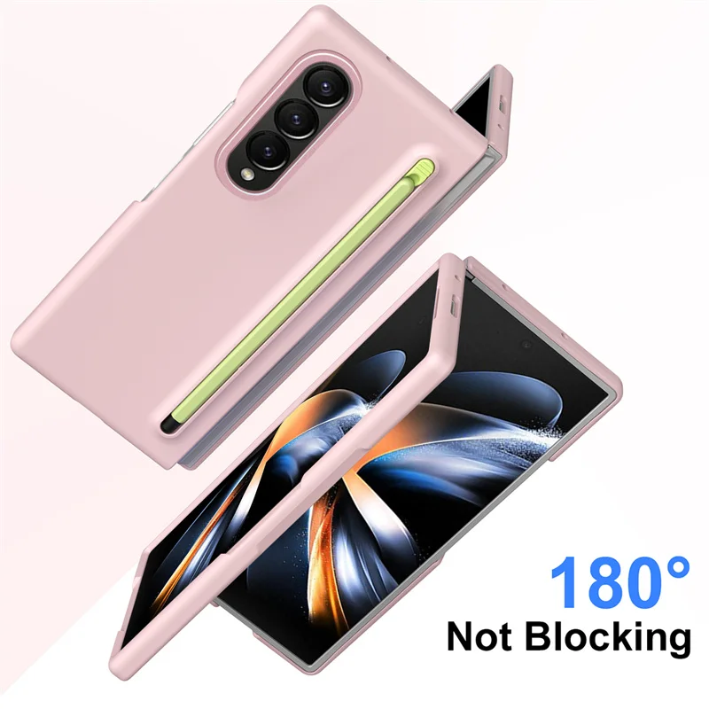 

For Samsung Galaxy Z Fold6 Z Fold 5 4 3 6 Mobile Case Colorful Touch Pen With Tempered Film Folding Shockproof Accessories Cover