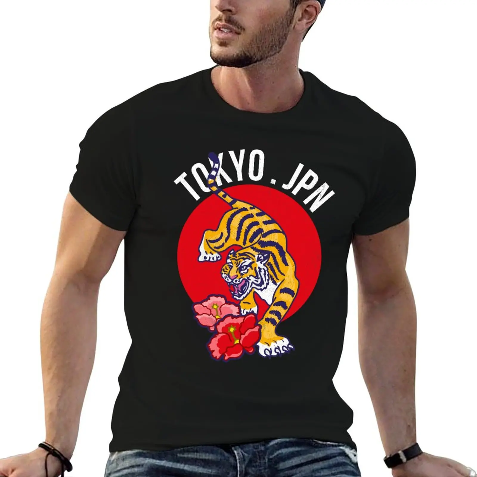 Tokio, Japan, Tiger design. Japanese culture art. T-Shirt Basic Regular Fit Casual T-Shirt
