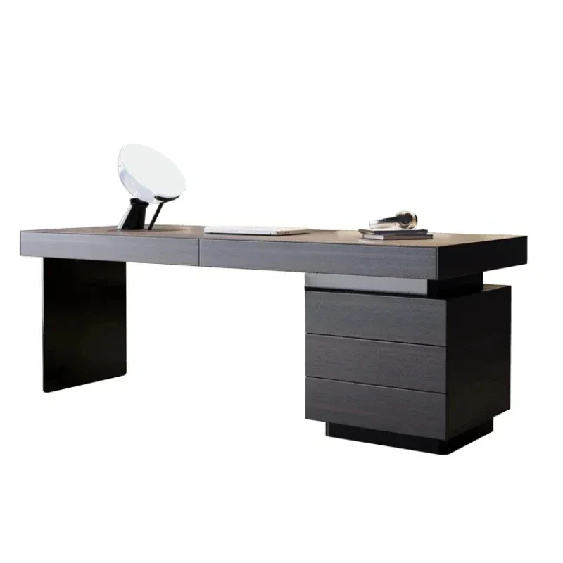 

Smoked Solid Wood Living Room Home Modern Desk Italian Minimalist Light Luxury Computer Desk escritorios de habitación