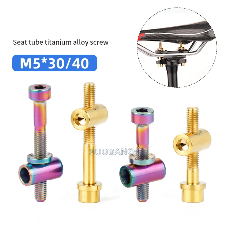 

Original Titanium Alloy Bike Seat Post Bolt M5x30 M5x40mm Saddle Clamp Screw Lightweight High Strength for MTB Road Bicycle