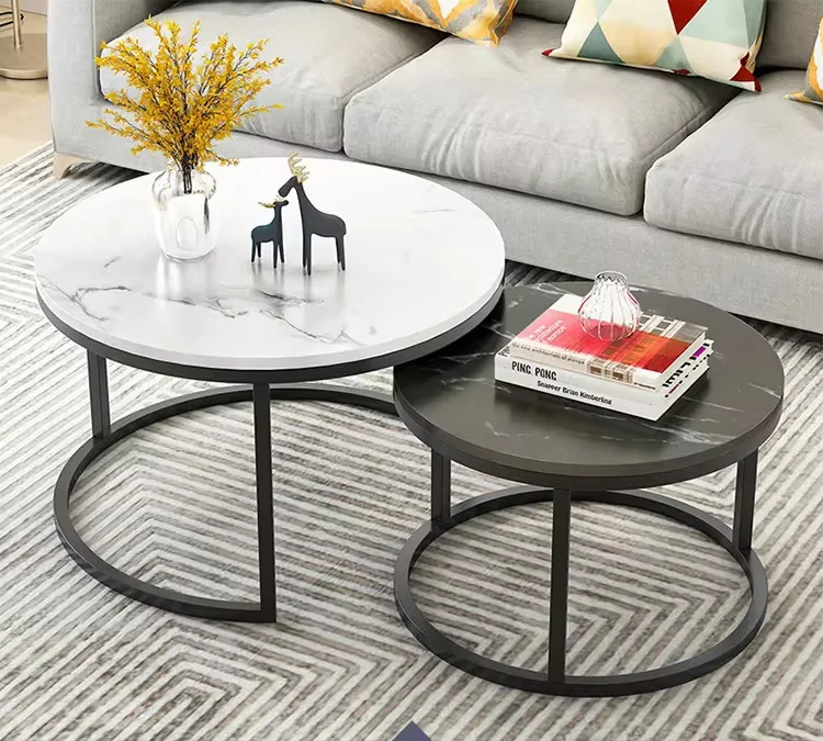 Coffee table rock plate top adjustable non-slip foot coffee table living room bedroom side