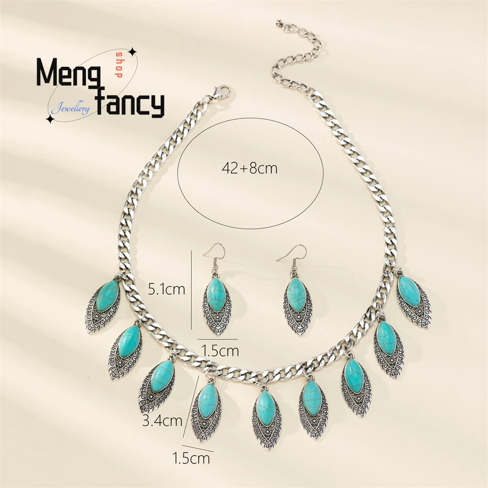 

Simple And Fashionable Ethnic-Style Dress, Necklace, High-End And Versatile, Green Collarbone Chain Earrings And Jewelry Elegant
