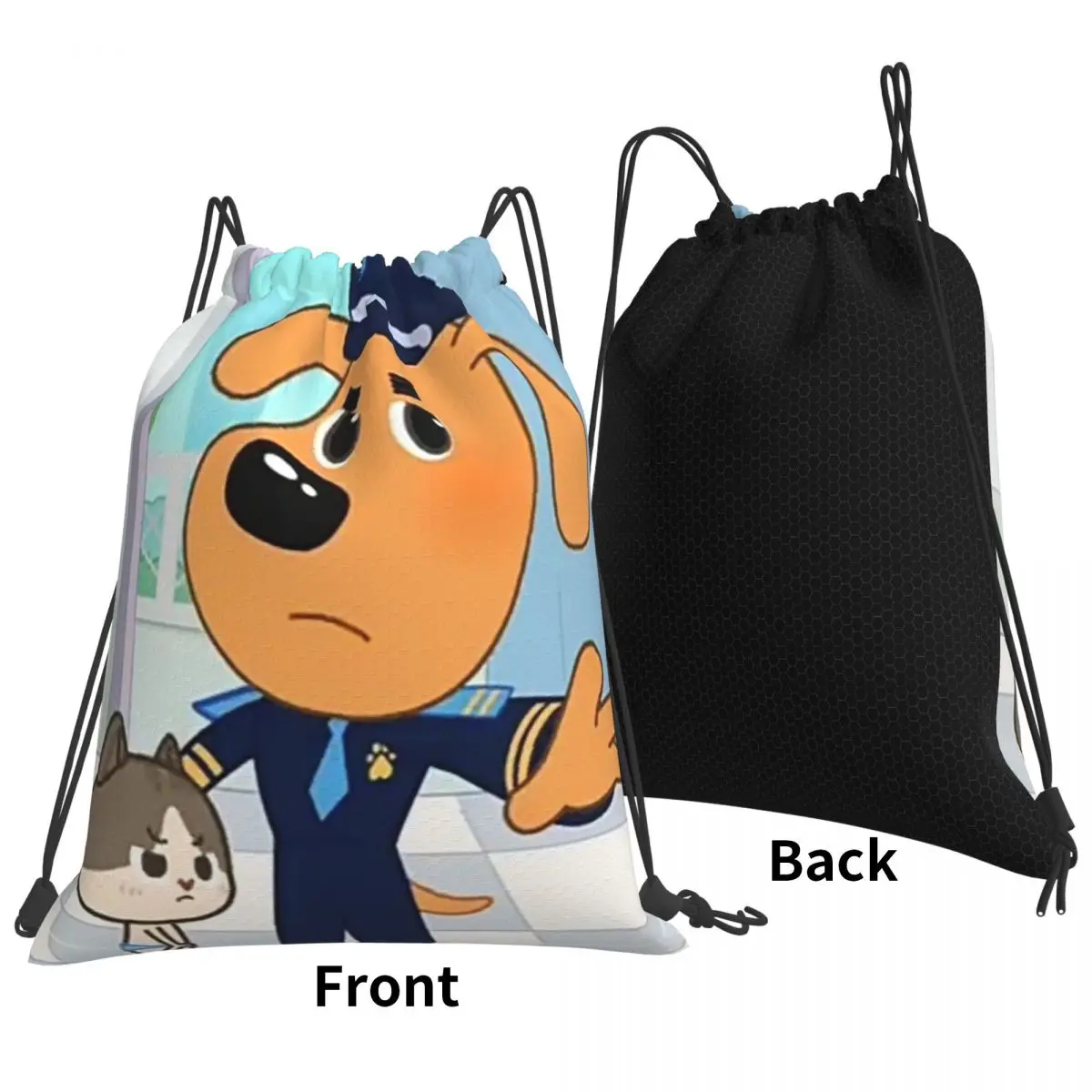 Sheriff Labrador Backpacks Multi-function Portable Drawstring Bundle Pocket Sundries Bag Book Bags For Man Woman School