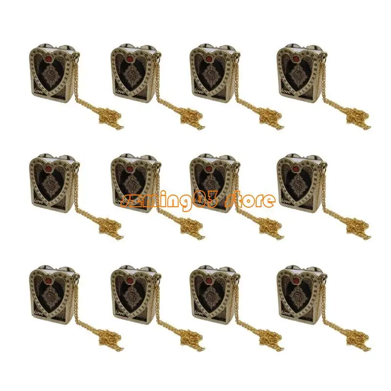 H9EC pacote 12 pequenos livros do Alcorão Ornamentos pendurados com pingentes livros miniatura forma coração para