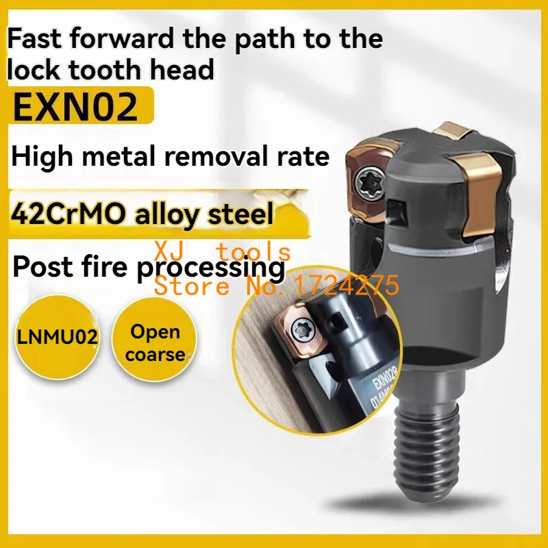 Small Diameter EXN02R Fast Feed Locking Tooth Type Milling Cutter Head Seismic Resistant Milling Cutter Head LNMU0202 Insert