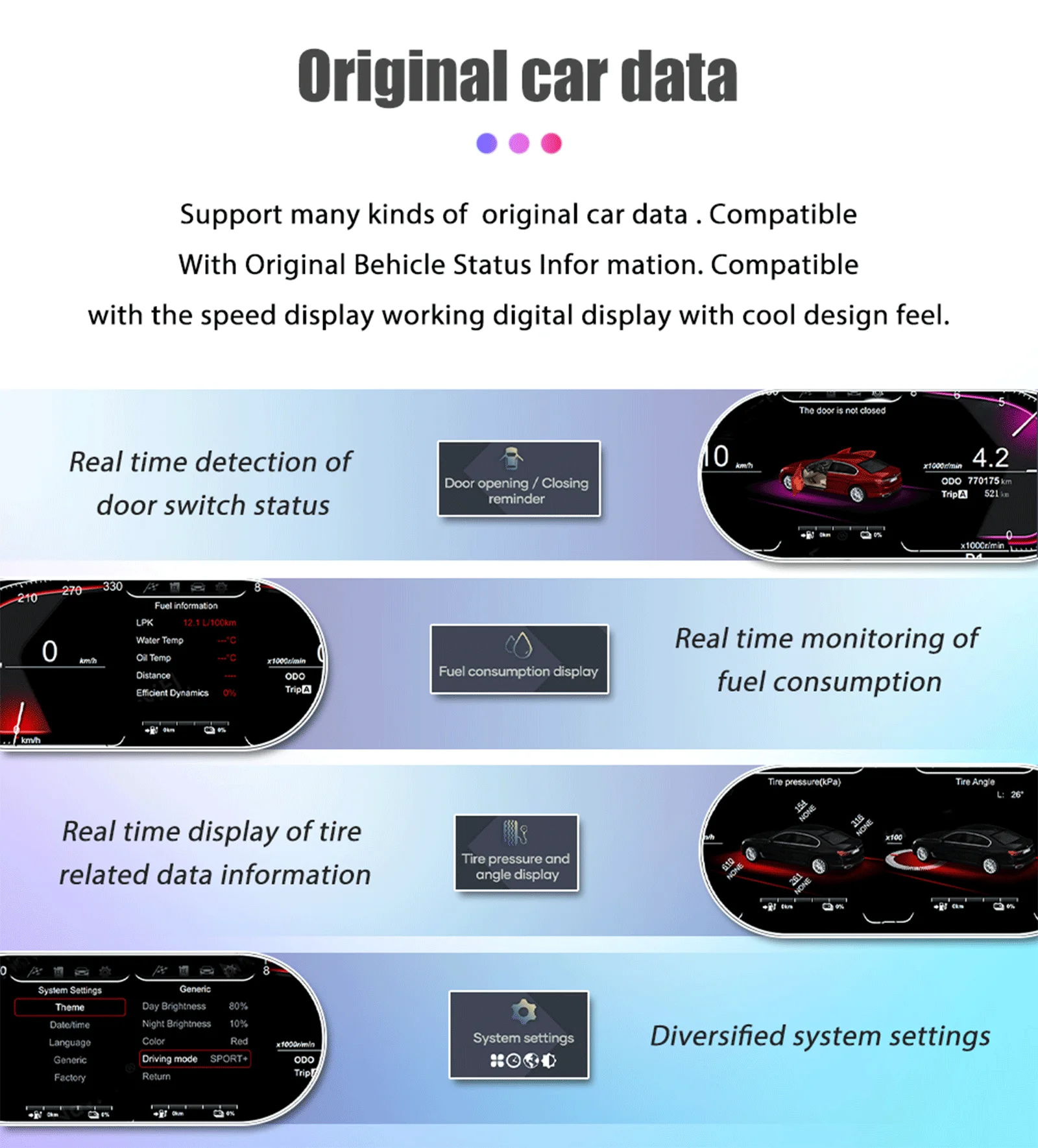 12,3'' Digitales Dashboard für BMW 5er Serie E60 E61 E63 E64 Baujahre 2003-2009 Digitales Cluster-LCD-Tachometer Virtuelles Cockpit Carplay Android Mirror – Detail 12