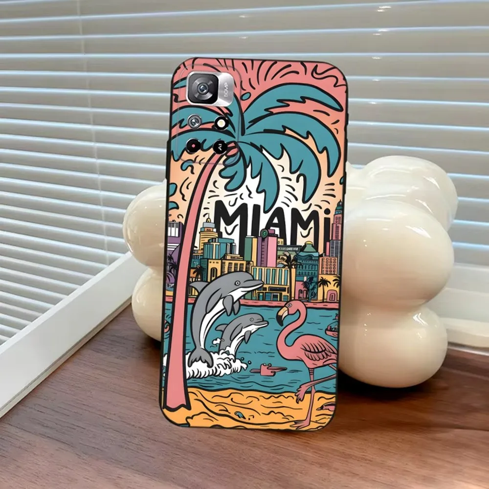 Retro Miami Beach Phone Case For Samsung S25,S24,S23,S22,S21,FE,S30,S20,S10,Plus,Ultra,Lite 5G Silicone Cover