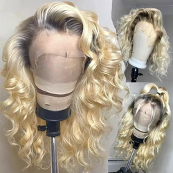 Peluca de cabello humano con encaje frontal, color rubio 613, Onda de agua profunda, HD, transparente, prearrancado, ombré, marrón, 13x6